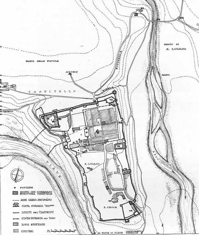 Mappa - Belluno alla fine del '300: ricostruzione ipotetica su base docurnentaria.